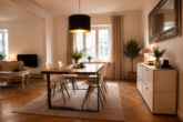 Stilvoll modernisierte 2,5-Zimmer-Wohnung im denkmalgeschützten Haus Rheinpark - Esszimmer - KI-gestützte Visualisierung – die Darstellung wurde digital verändert.