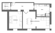 Golzheim - Stilvoll modernisierte 2,5-Zimmer-Wohnung im denkmalgeschützten Haus Rheinpark - Grundriss Skizze
